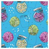 Sauerkraut Cabbages and Fermentation Jars Fabric