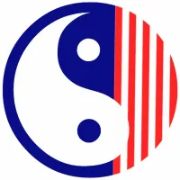 Red White and Blue Yin Yang Symbol Cutout