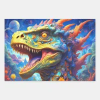 T-Rex Fantasy Dinosaur worlds Wrapping Paper Sheets