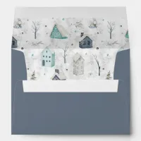 Cozy Home Christmas Teal/Blue ID985 Envelope