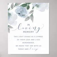 Wedding Dusty Blue & Gray Watercolor In Memory Poster