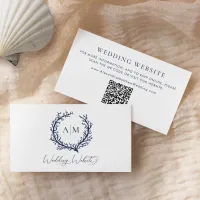 Beach Monogram Crest Wedding Website Enclosure Card