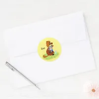 Funny and cute pony with baby - kids  classic round sticker