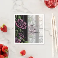 Purple roses by the window - gothic style napkins