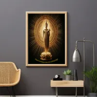 Golden Buddha in lotus meditation pose Poster