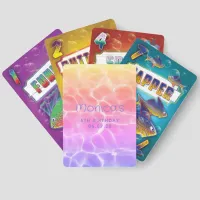 Rainbow Swimming Pool Girly 6th Birthday Playing Cards