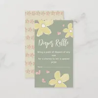 Flowers Hearts Baby Shower Girl Diaper Raffle Enclosure Card