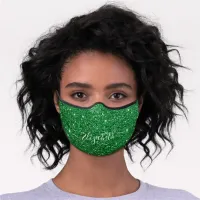 Pretty Green Glitter Glam Name Personalized Premium Face Mask