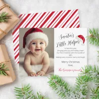 Santa's Little Helper Peppermint Stripe Christmas Holiday Card