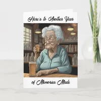 Aging Humor | Forgetful Old Lady Drinking Birthday Card