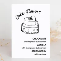 Cake Flavors Modern Minimalist Wedding Sign