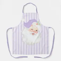 Lilac Purple Vintage Winking Santa Christmas Apron