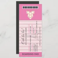 Pink Paris Boarding Pass Baby Shower invitation