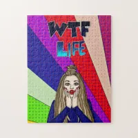 Funny Pop Art WTF Life ] Lady Freaking Out Jigsaw Puzzle