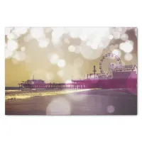 Santa Monica Pier Golden Purple Bokeh Tissue Paper