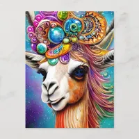 Colorful Jeweled Llama Postcard