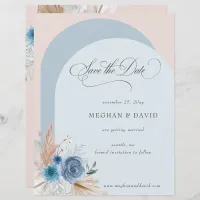 Budget Boho Dusty Blue Pampas Save the Date