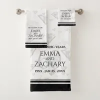 Elegant 60th Diamond Wedding Anniversary Bath Towel Set