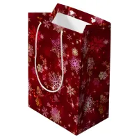 Prettiest Snowflakes Pattern Red ID846 Medium Gift Bag