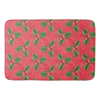 Festive Christmas Holly Bath Mat