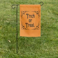 Halloween Pumpkin Orange and Black Trick or Treat  Garden Flag