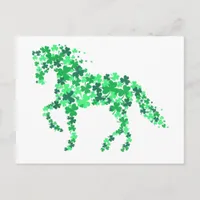 Green Clover Shamrock Horse St. Patricks Day Postcard