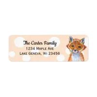 Cute hand painted watercolor fox polka dot label