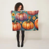 Halloween Pumpkin Vibes designer Fleece Blanket