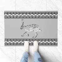 Southwestern Jackrabbit Geometric Mountains Gray Doormat