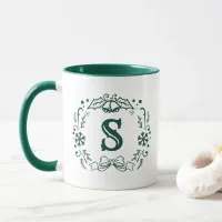 Personalized Green Christmas Wreath Mug