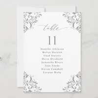 Elegant Silver Gray Wedding Seating Chart Cards