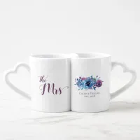 Blue Purple Moody Twilight Floral Happy Couple Coffee Mug Set
