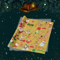 Merry and Bright Christmas on gold background | Wrapping Paper