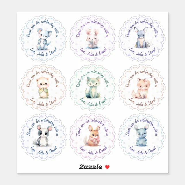Cute Animals Custom Text Sticker