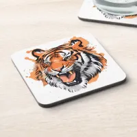 "Roaring Tiger Portrait."  Beverage Coaster