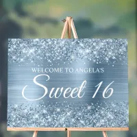 Glittery Light Blue Foil Sweet 16 Acrylic Sign