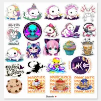 Cute Funny Crafting Axolotl, Kawaii Sticker
