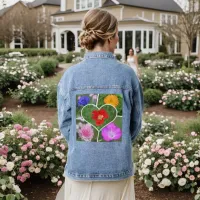 My Heart is Filled with Flowers Photo Collage Denim Jacket