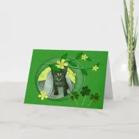 Kitten, Flowers, Shamrocks & Green Polka Dots Card