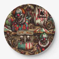 Creepy Carnival Clown Zombie Halloween Paper Plates