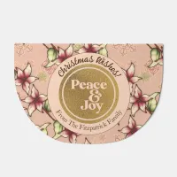 Peace & Joy, Pink Gold Christmas Door Mat