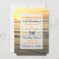 Gorgeous Ocean Waves Sunset Wedding Invitations