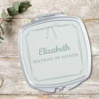 Sage Green Chic Cute Bow Personalized Bridal Party Compact Mirror