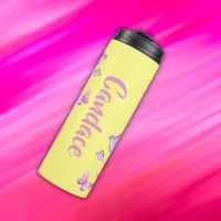 Pretty Pink- Moon, Butterfly, Floral - Monogram | Thermal Tumbler