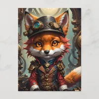 Cute Steampunk Red Fox Postcard