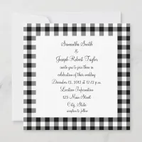 Black and White Gingham Pattern Wedding Invitation