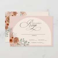 Rustic Calligraphy Boho Terracotta Pampas Wedding RSVP Card