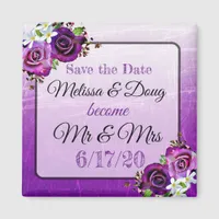 Save the Date Purple Wedding Magnet