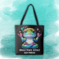 Modern Inhale Exhale Green Frog | Tote Bag