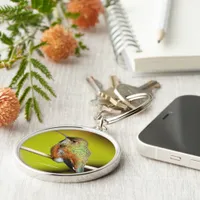 Cute Rufous Hummingbird on a Twig Keychain